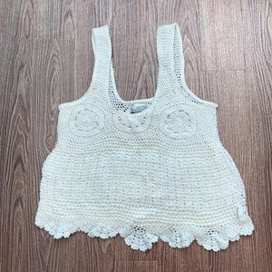 Cream Crochet Tank Top US L